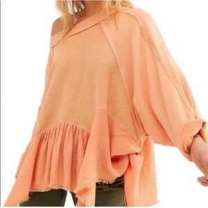 Free People Gold Duster Pullover Boho Oversized Sweatshirt Size XS